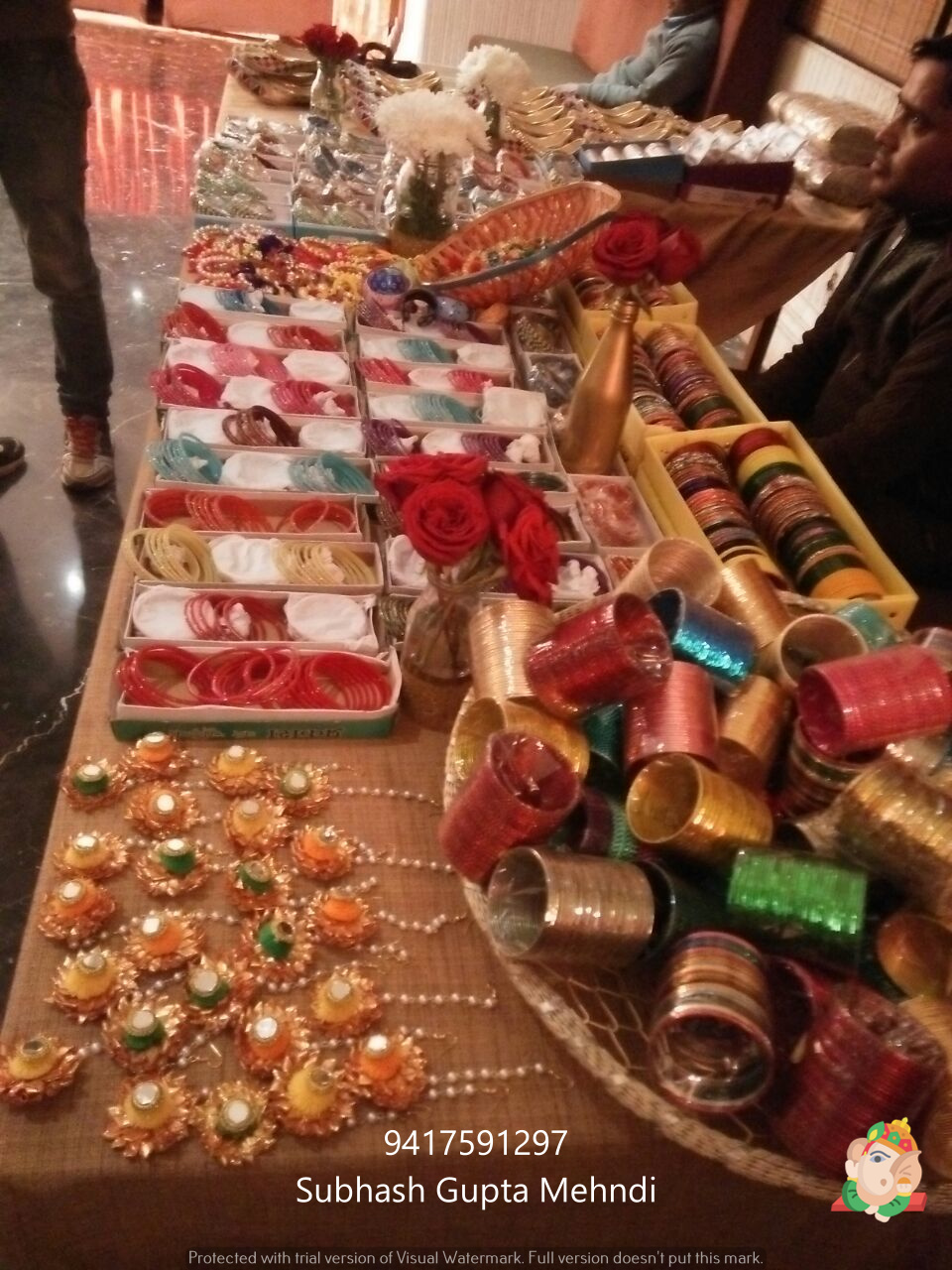 mehndi design ceremony and churi, jutti, kade, prandi stall at indian wedding and functions